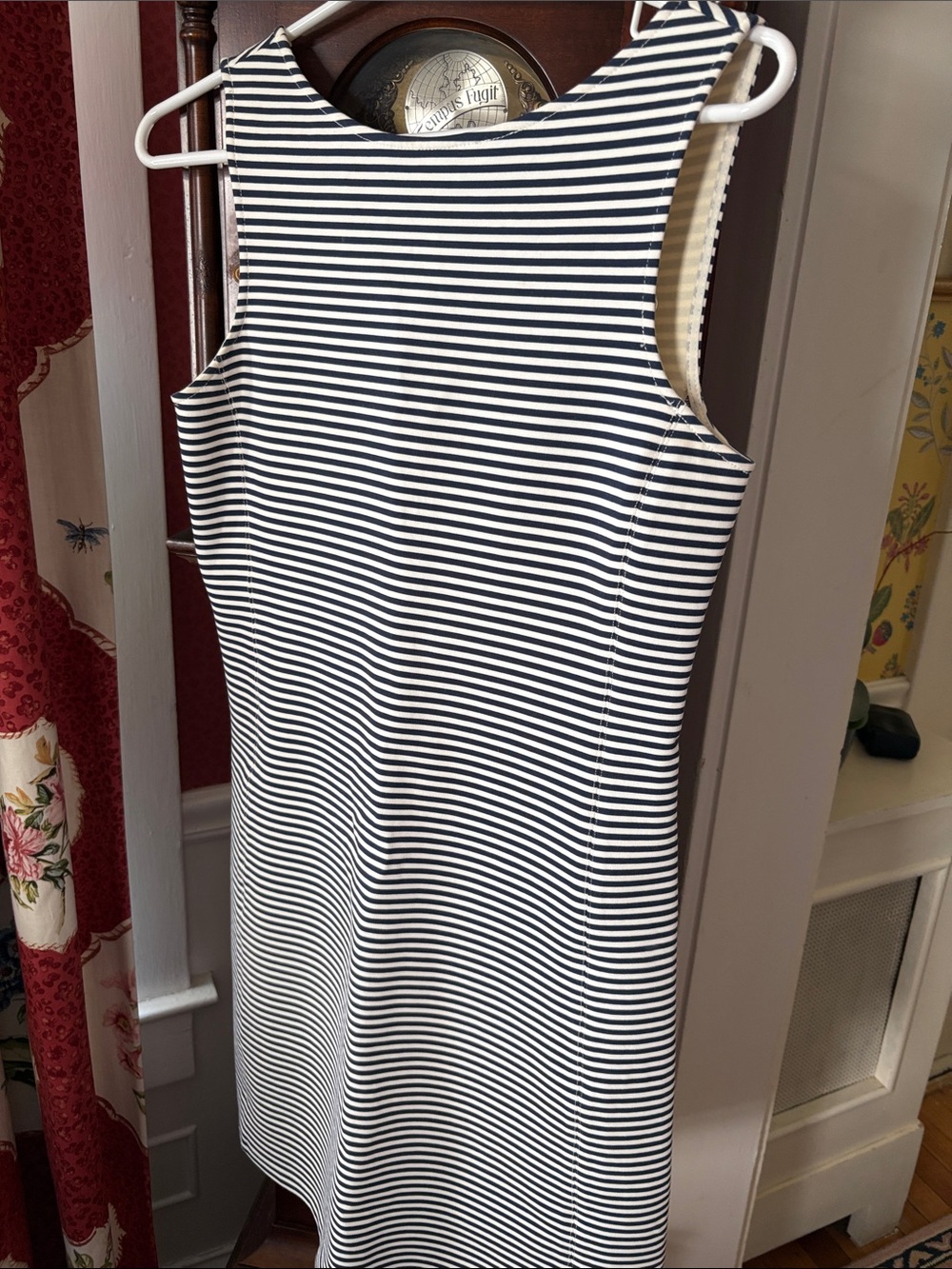 Theory Navy and White Striped Shift Dress